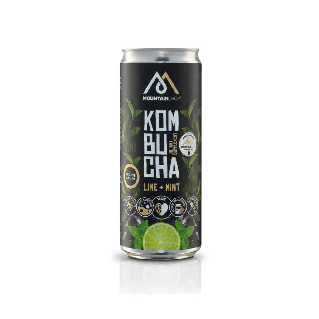 Boisson kombucha shilajit de la marque Moutain Drop